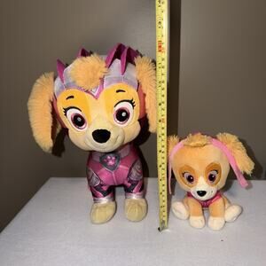 LOT of 2 Paw Patrol Skye 12” & 7” Pink Plush Nick Jr Super Hero Spin Master